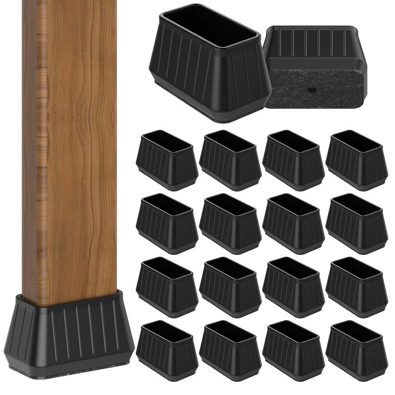 Violibar 24PCS Rectangular Chair Leg Floor Protectors for Hardwood Floors, Thicken Rubber Chair Leg Cap Covers, Non Slip Furniture Leg Pads to Protect Wood Tile Floors from Scratches and Reduce Noise - Image 1